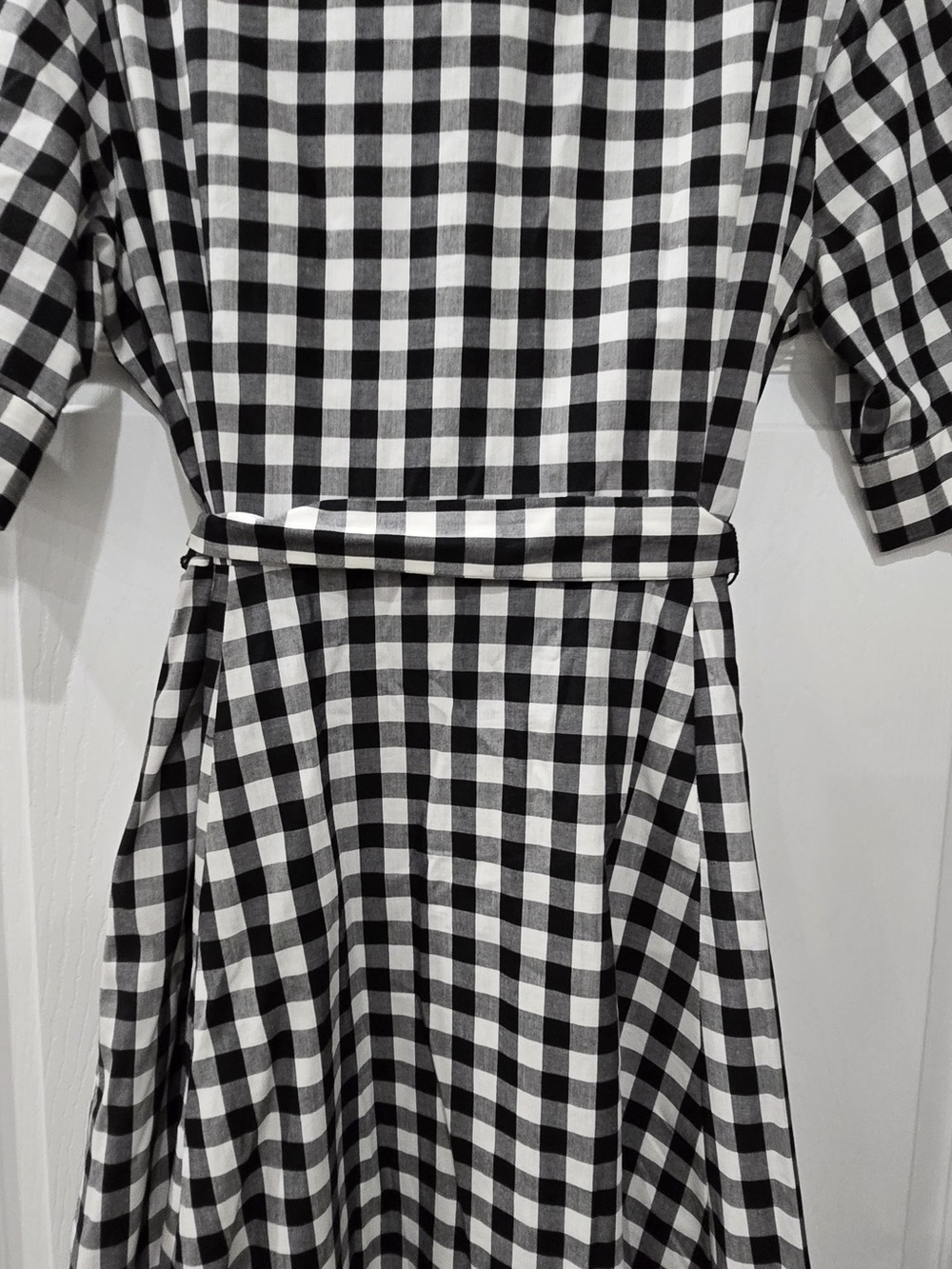 Calvin Klein Black and White Gingham Maxi Shirt Dress Size 10 - Picture 7 of 9
